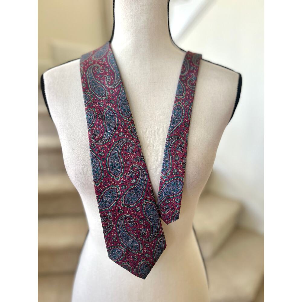Vintage Liberty of London Burgundy & Blue Paisley Silk Tie